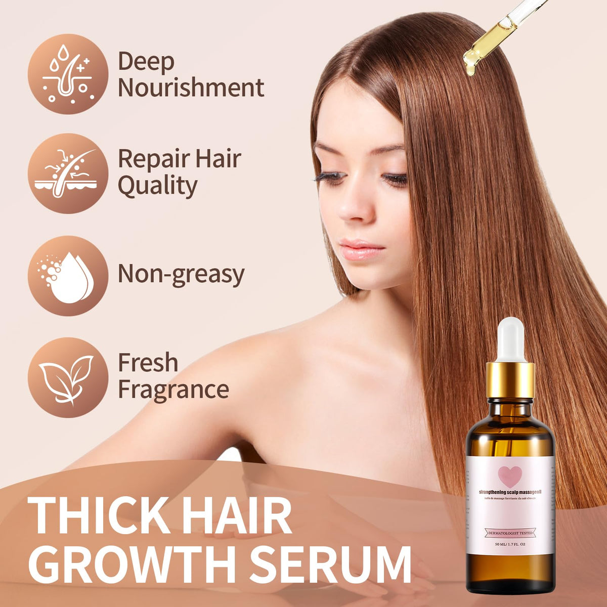 Beauty Hair Oil for Women - Natural Hair Growth Oil, Soothes Scalp & Reduces Dandruff, Strengthens Thin Hair for Voluminous Shine.
