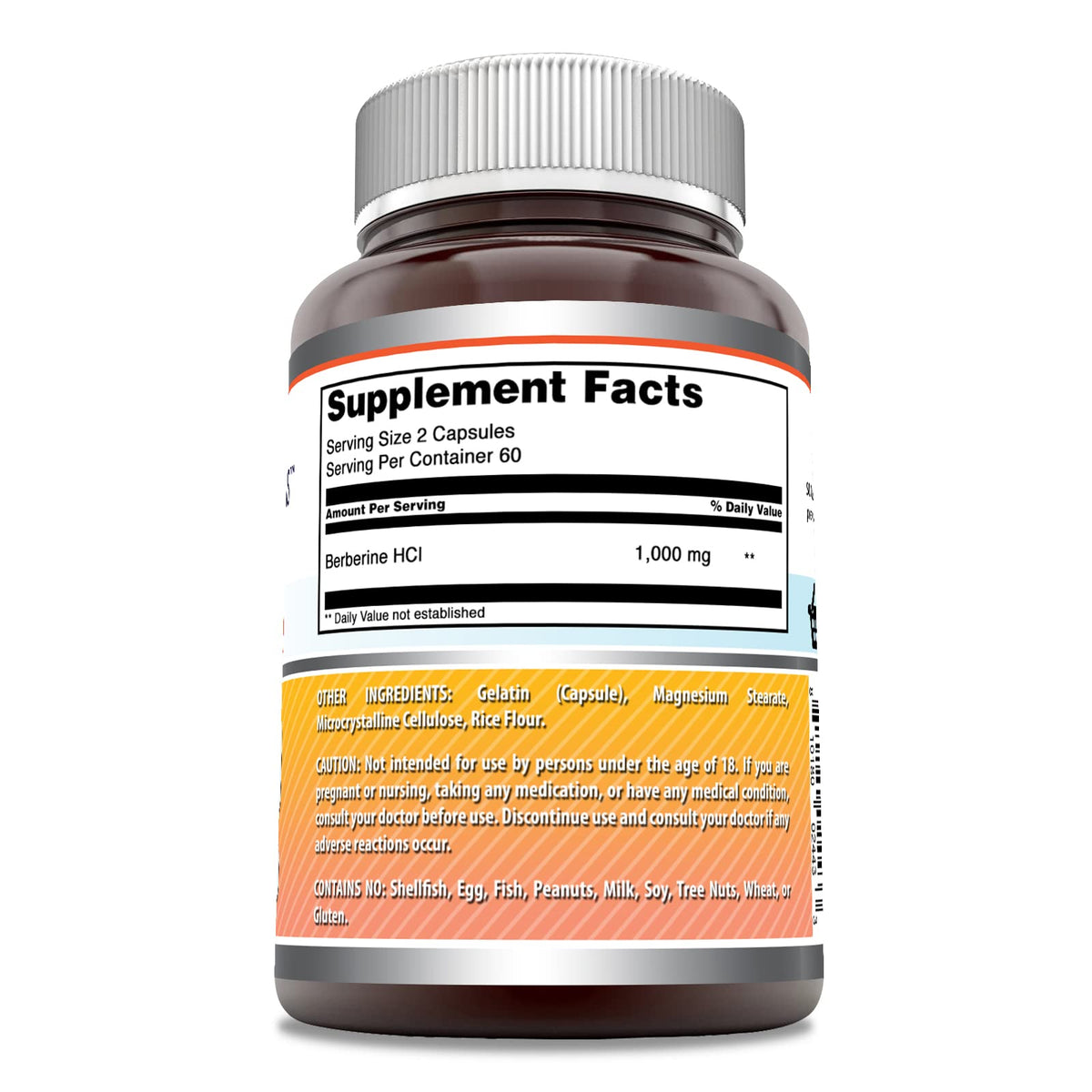 Amazing Formulas Berberine 1000mg Per Serving 120 Capsules Supplement - Non GMO