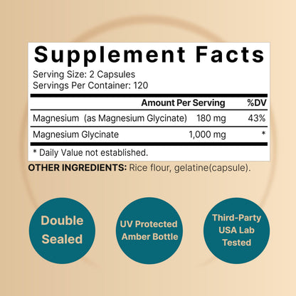 NatureBell Magnesium Glycinate Supplement 1,000mg - 500mg Per Capsule, 240 Pills