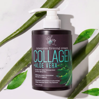 BLOOM Collagen Cream + Aloe Vera Moisturizer Body Lotion & Face Cream - Dry Skin