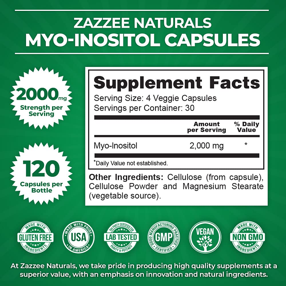 Zazzee Myo-Inositol Capsules and Extra Strength Prenatal Multi Complex