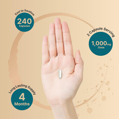 NatureBell Magnesium Glycinate Supplement 1,000mg - 500mg Per Capsule, 240 Pills
