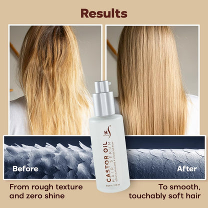 HerStyler Castor Oil Hair Serum for Hair Growth - Hair Shine Serum with Vitamin E - Hair Growth Serum - Hair Serum Heat Protectant - Vitamin E for Silky Hair - 2 Fl Oz (2 Pack)