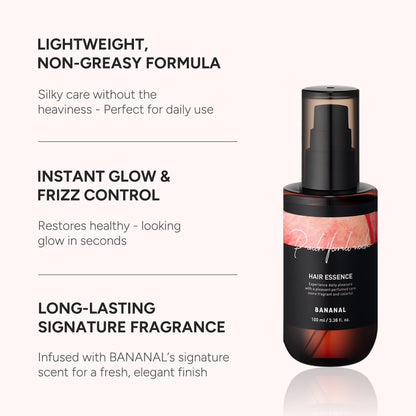 BANANAL 2-in-1 Hair Serum & Perfume Oil - Korean Hair Care, Moroccan Argan Oil & 12 Amino Acids for Dry Damaged Hair, Anti-Frizz Glass Hair Shine, Paraben-Free, Peach Floral Musk, 3.38 fl oz