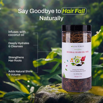 LuxePureva Herbal Hair Oil Mix - Herbs For Hair Growth - 19 Vital Herbs For Long, Thick, And Lustrous Hair - Hair Care Product For Women And Men - DIY Oil Infusion - DOES NOT INCLUDE OIL