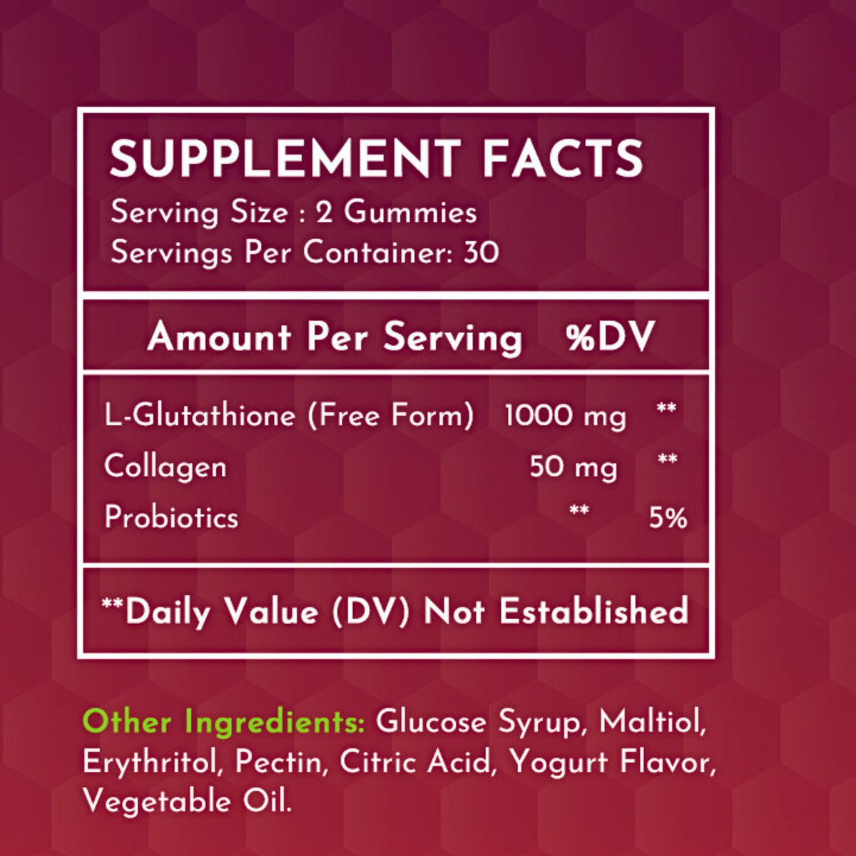 2 Pack Glutathione Gummies - with Marine Collagen - 1050mg per Serving - Antioxidant Support