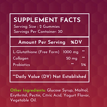2 Pack Glutathione Gummies - with Marine Collagen - 1050mg per Serving - Antioxidant Support