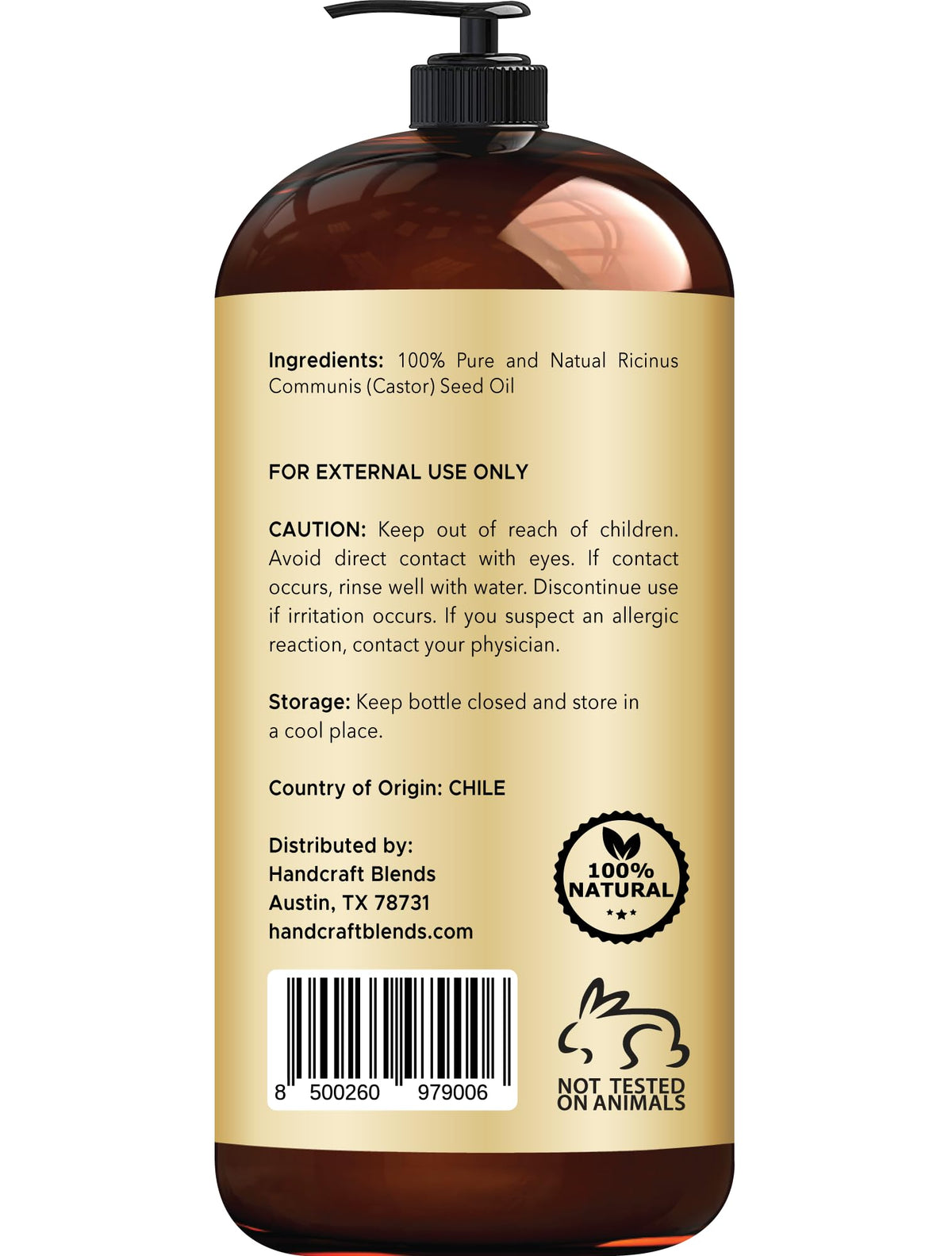 Handcraft Blends Jamaican Black Castor Oil for Hair Growth, Eyelashes and Eyebrows