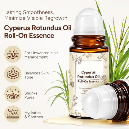 Cyperus Rotundus Oil Roll-on Essence, Cypress Rotundus Oil for Hair Removal, Natural Inhibitor to Reduce Unwanted Hair Growth, Soothes Skin & Minimizes Pores, 2.02 Fl Oz