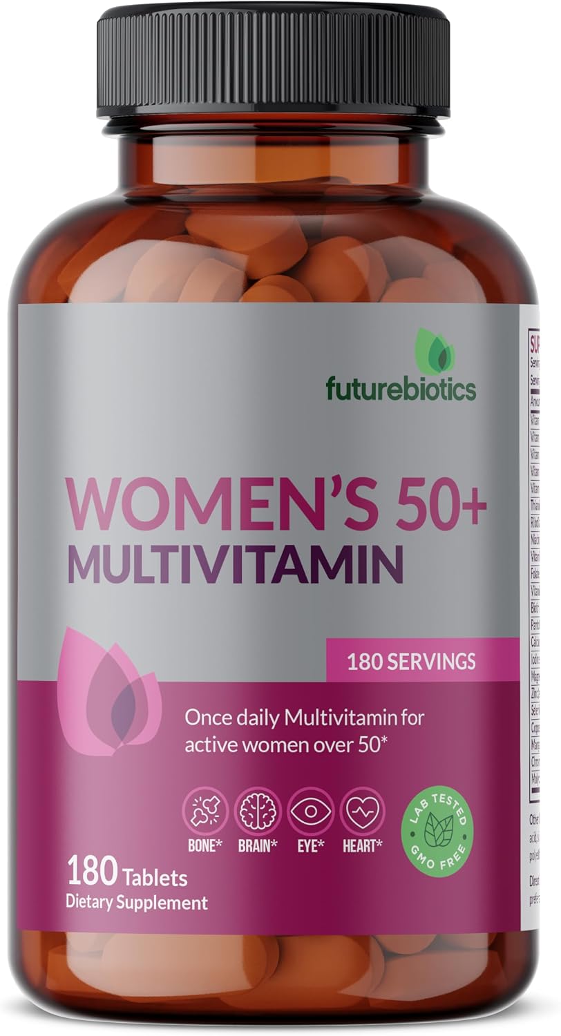 Futurebiotics Women's 50+ Multivitamin Once Daily Multivitamin for Active Women Over 50, Non-GMO, 180 Tablets