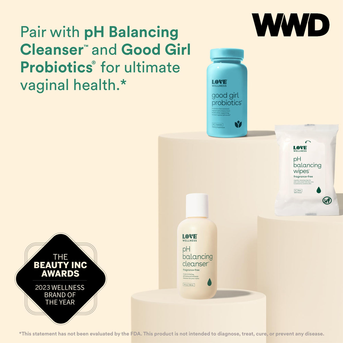 Love Wellness pH Balancing Wipes for Women - Feminine Hygiene for Cleansing with Aloe Vera
