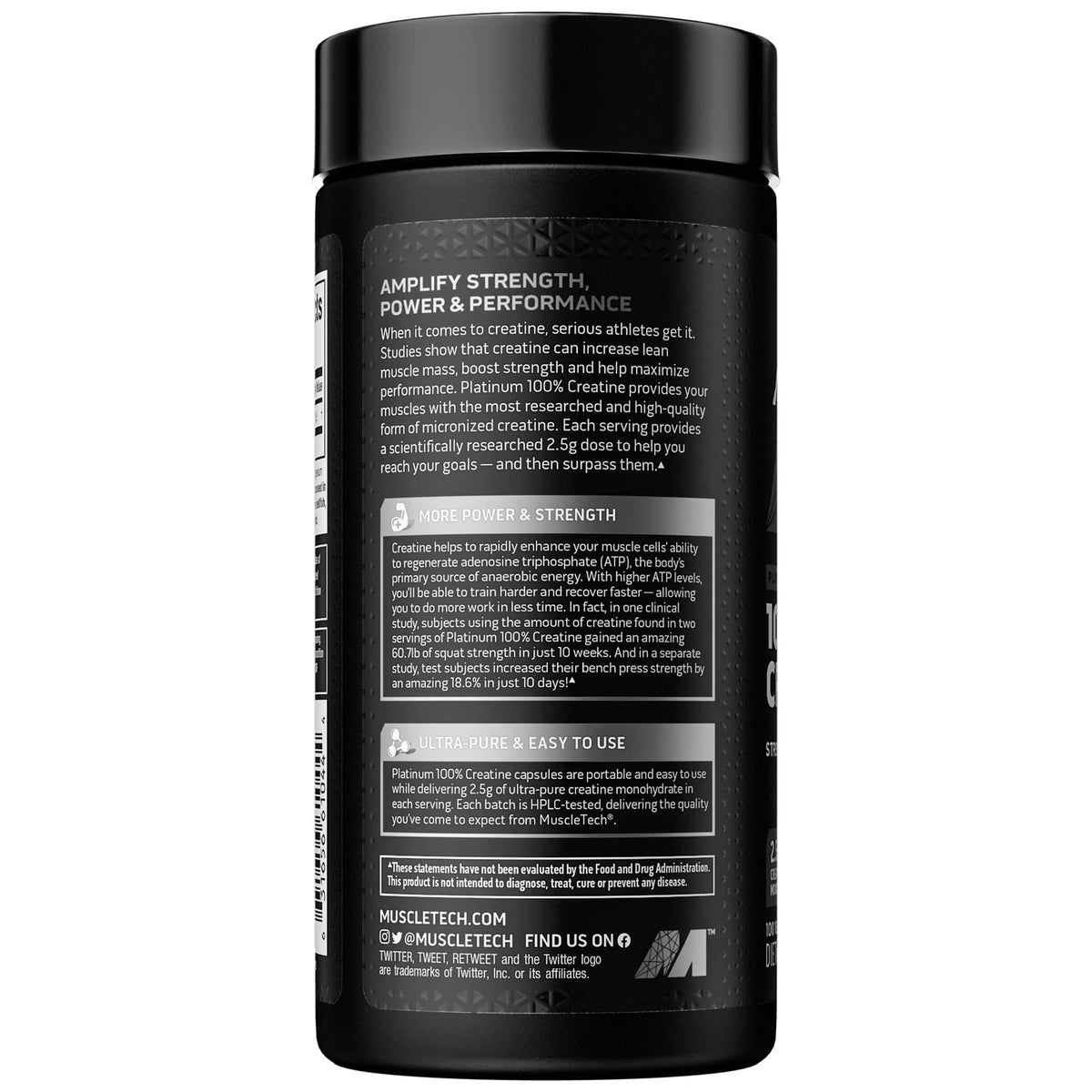 MuscleTech Platinum 100% Creatine Pills - Creatine Monohydrate Pill - Muscle Recovery