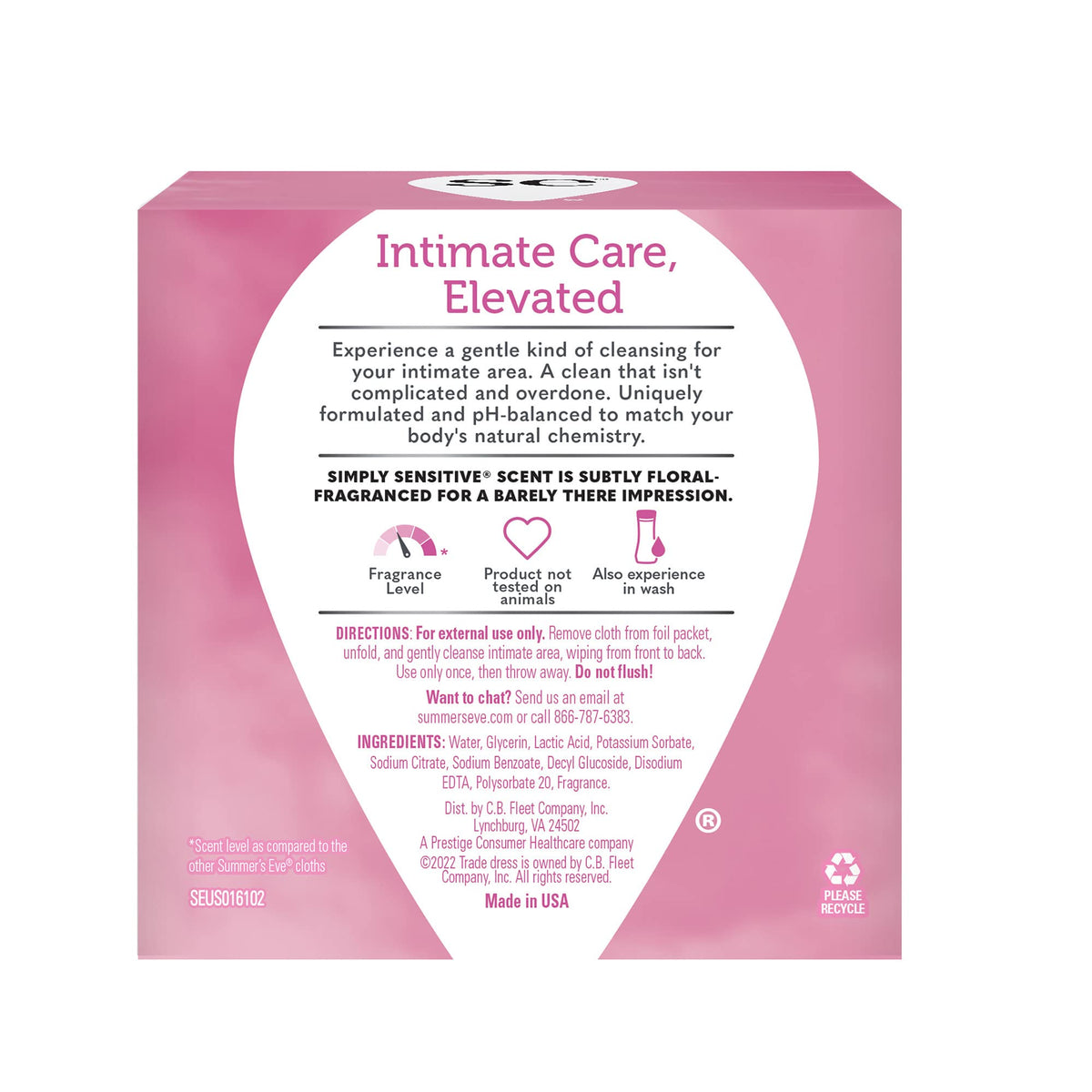 Summer's Eve Feminine Cleansing Wipes, Simply Sensitive, 16 Count, 3 Pack