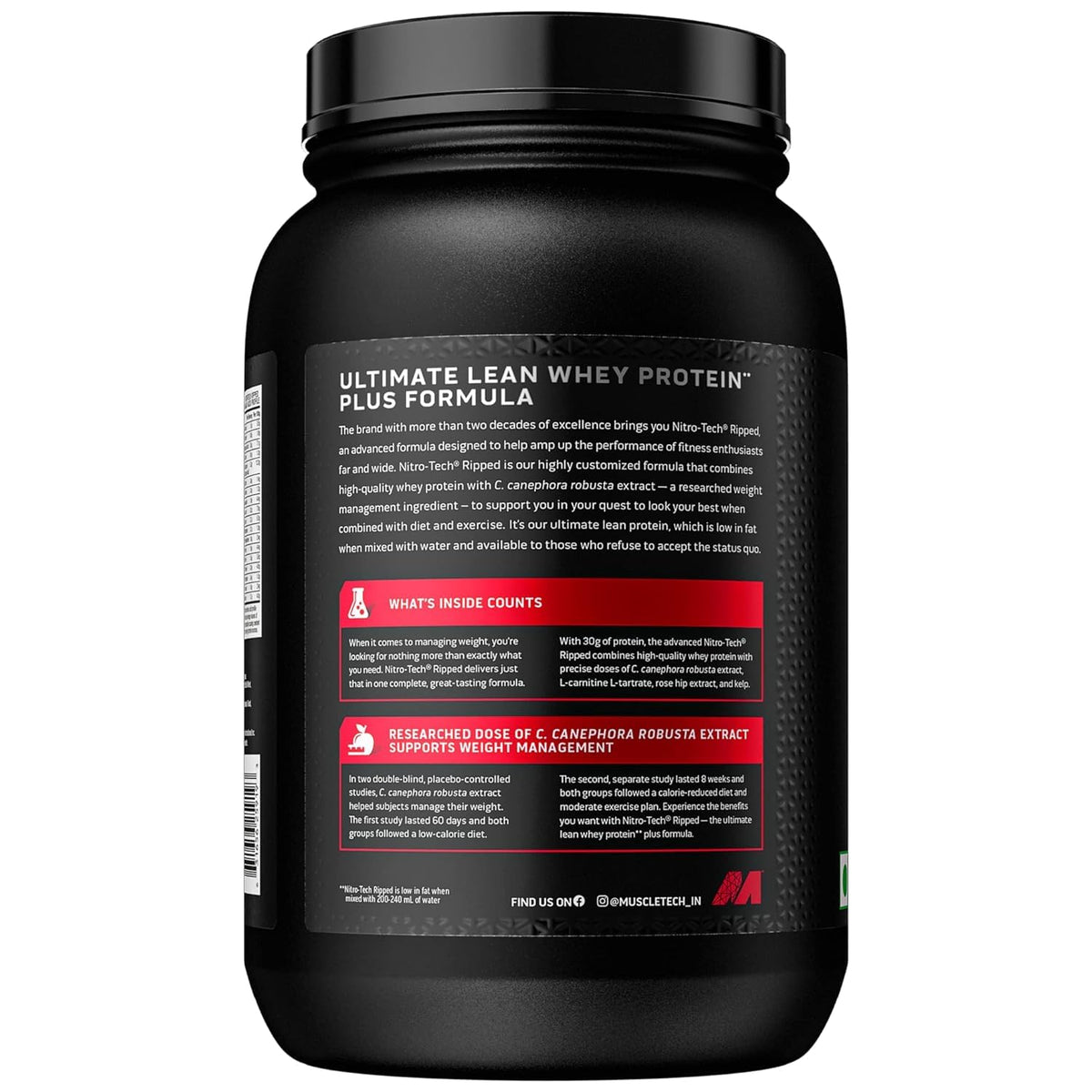 Protein Powder for Weight Loss - MuscleTech Nitro-Tech Ripped - Whey Protein Powder