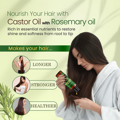 Natural Riches Castor Oil with Rosemary, 8 fl oz - Organic Blend for Thicker, Fuller Hair Growth - Premium Grade Hair Treatment.