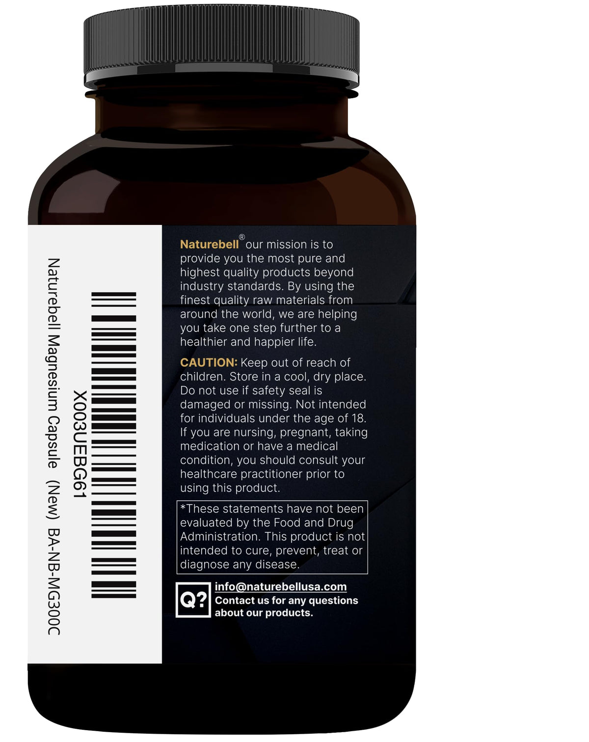 Magnesium Complex 400mg, 300 Capsules - Glycinate, Citrate - Chelated & Purified - Bone, Heart & Digestion Support - Non-GMO