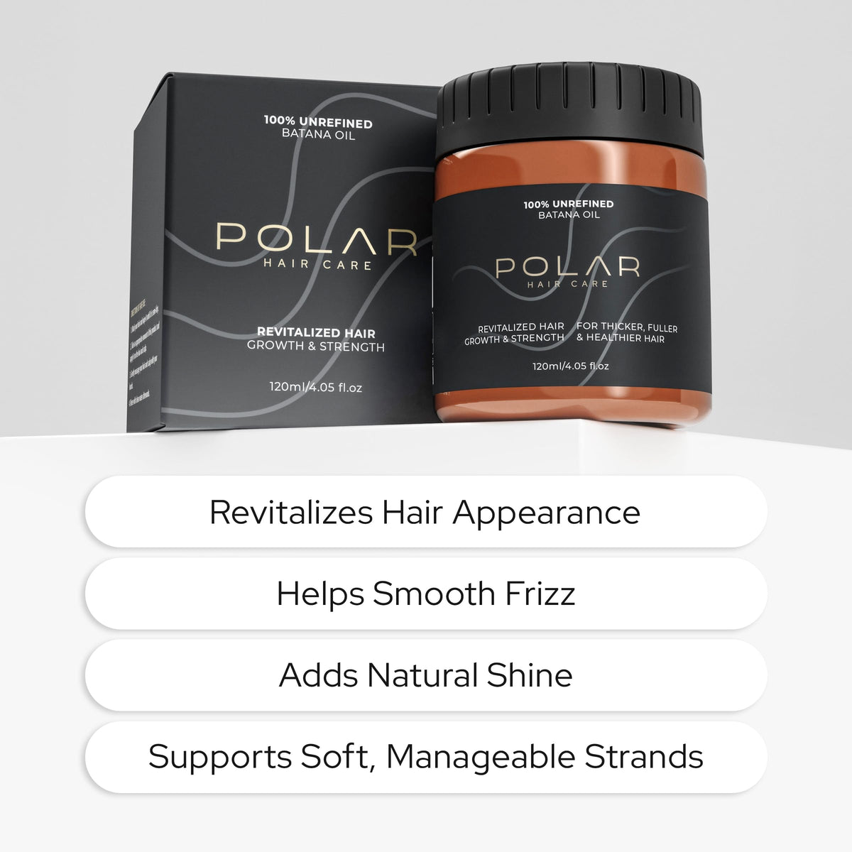Polar Haircare Batana Oil for Hair Growth 100% Unrefined Natural Hair Oil for Thicker Fuller Fibers - Deep Conditioning for Dry or Damaged Scalp & Split-Ends - Shine Strength and Frizz Control 4.05 oz