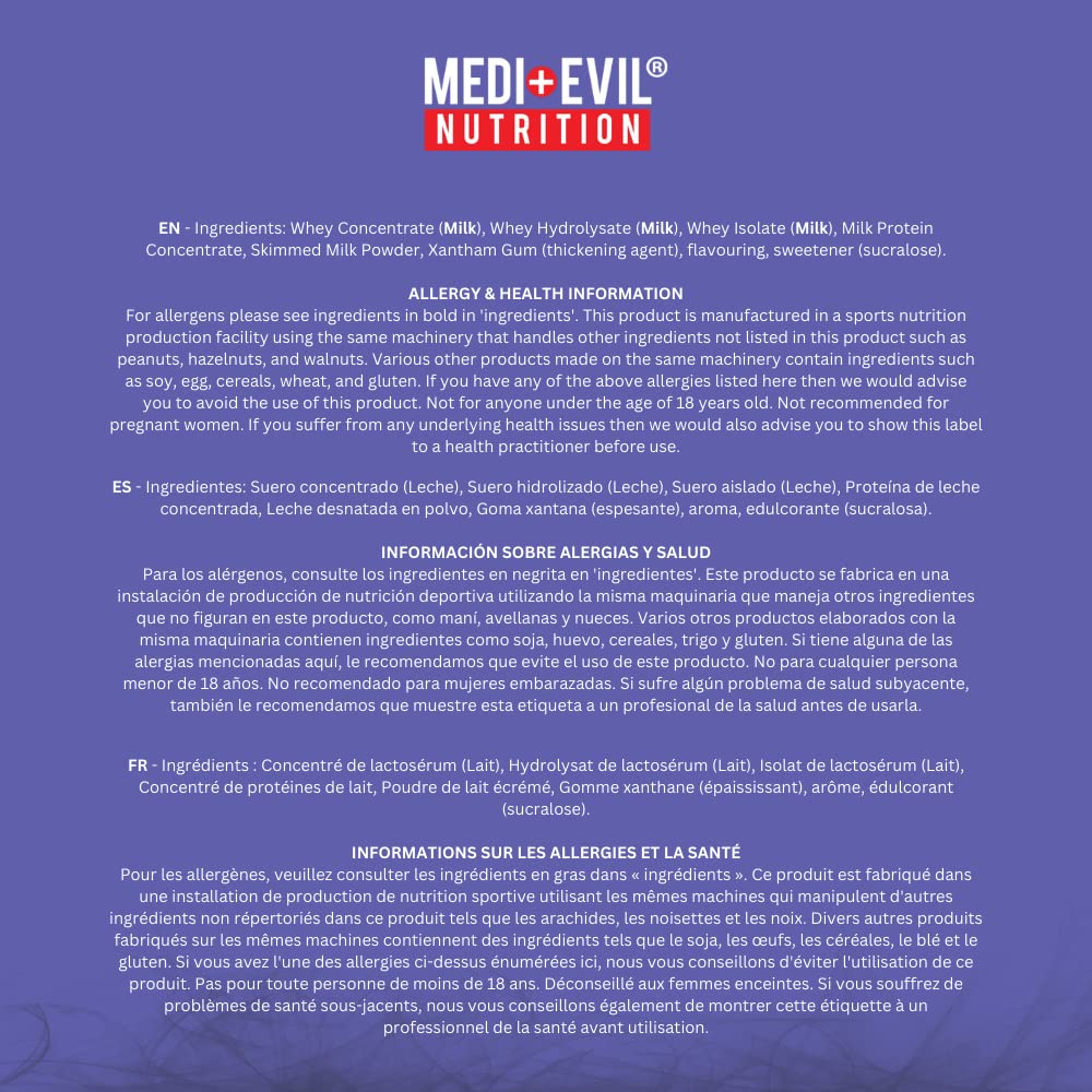 Medi-Evil Nutrition Whey Dynamic Protein, White Chocolate Flavour, 600g, 20 Servings