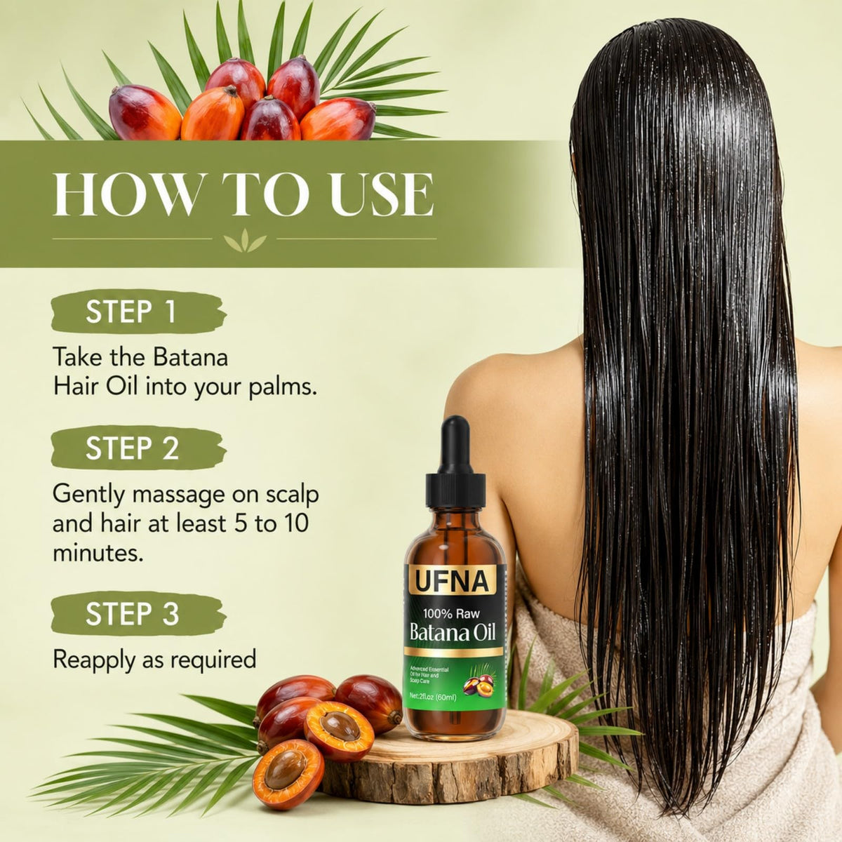 Batana Oil Hair Growth Serum -Traditional Honduran Formula for Thinner Hair, Thicker & Fuller Looking - Intensive Scalp & Root Nourishment - Non-Greasy-Enhances Thickness for Men & Women-60ml