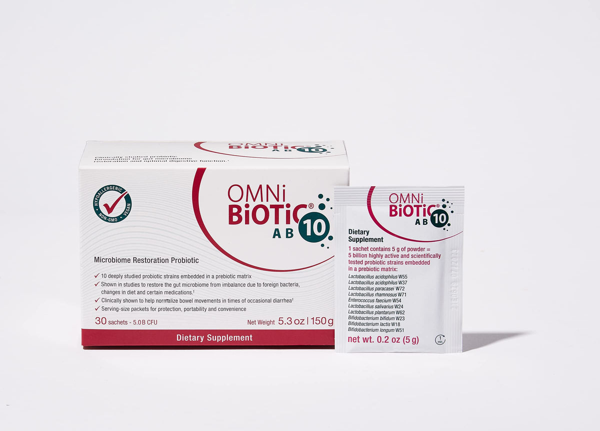 OMNi BiOTiC AB 10 - Clinically Tested Restorative Probiotic - Supports & Restores Gut Flora & Digestion
