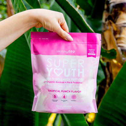 SkinnyFit Super Youth Tropical Punch Multi-Collagen Peptides + Probiotics, Baobab Fiber