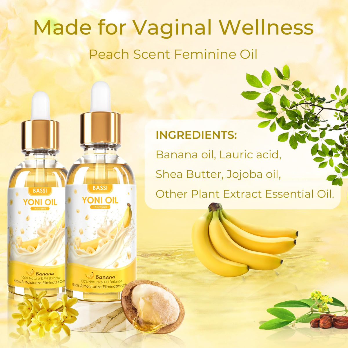 2PCS Yoni Oil Organic Feminine Oil Vaginal Moisturizer - Ph Balance for Women - Feminine Deodorant