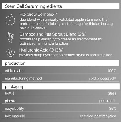 Act+ Acre Cold Processed Stem Cell Scalp Serum - For Thicker, Fuller Looking Hair - Apple Stem Cells, Bamboo Extract, Aloe Vera - Strengthen, Hydrate, Reduce Shedding - Vegan, Color Safe - 1 fl oz.