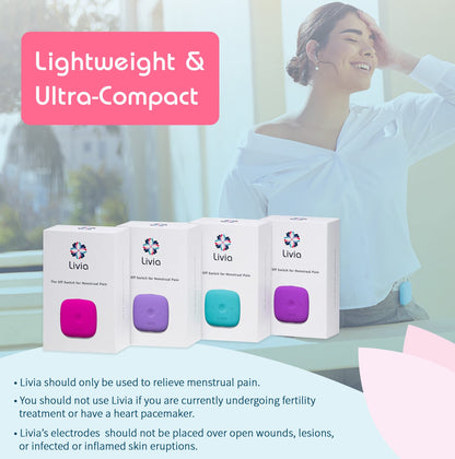 Livia Menstrual Pain Relief Device, Blue-Green - The Off Switch for Period Pain - Portable Unit