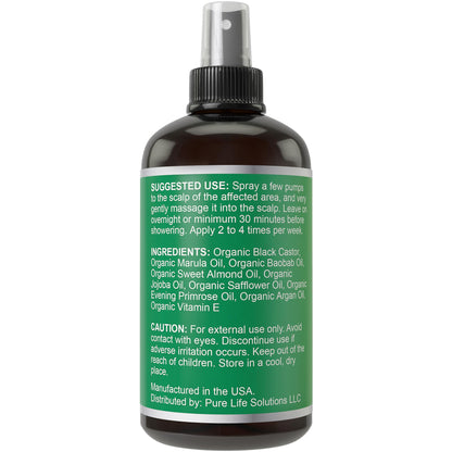 Jamaican Black Castor Oil Spray For Hair Growth. With Marula, Jojoba. Vegan, Leave In Conditioner Serum For Women, Men. Thickening, Moisturizing, Strengthening Scalp Treatment For Dry, Weak Hair