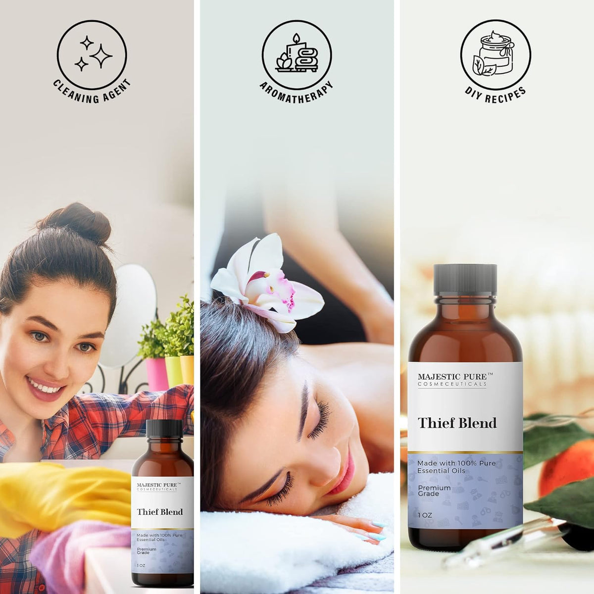 Majestic Pure Thieves Essential Oil Blend - 100% Pure Premium Oil for Uplifting Mood, DIY Products