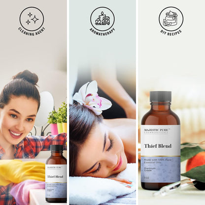 Majestic Pure Thieves Essential Oil Blend - 100% Pure Premium Oil for Uplifting Mood, DIY Products