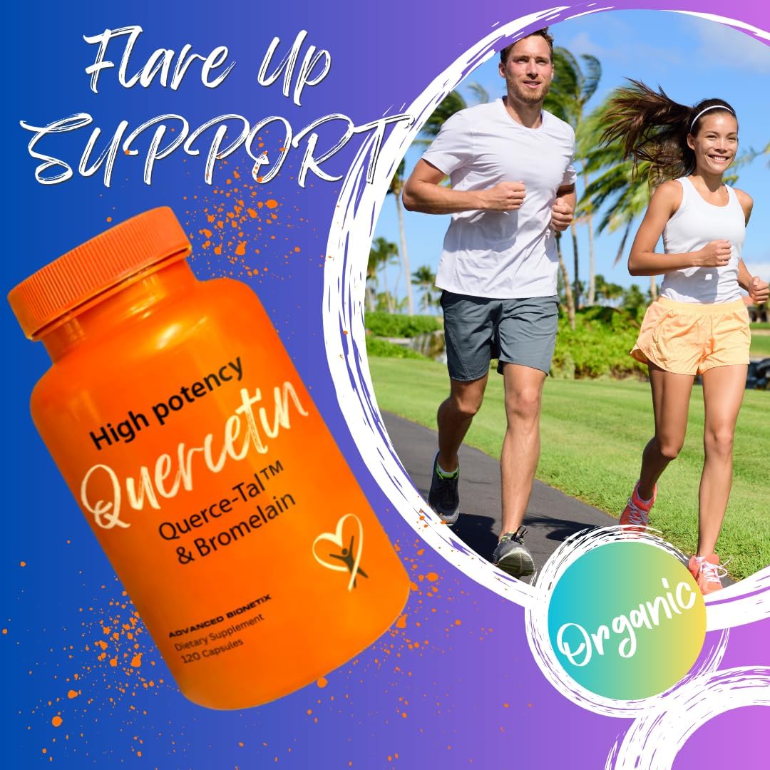 Advanced Bionetix Querce-Tal™ Quercetin + Bromelain 120 Veg Capsules - High Potency Enhanced Absorption Bioavailability. Supports Anti-Oxidant, Flare up Events, Heart Immune Health, Packaging May Vary