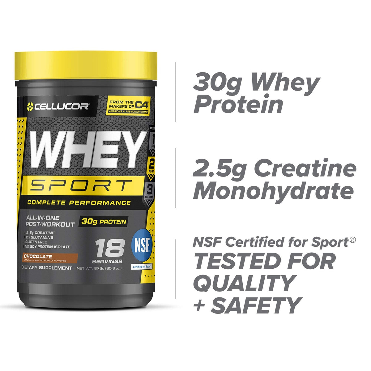 Cellucor Whey Sport Protein Powder Chocolate - Post Workout Recovery Drink with Whey