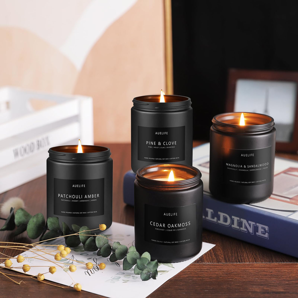 Scented Candles Set - Men Candles Set, Candles for Men Scented Candles for Home - 4 Pack Candles Scents