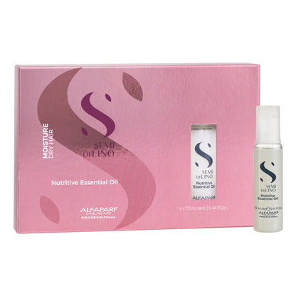 Alfaparf Milano Semi Di Lino Moisture Nutritive Essential Hair Oil for Dry Hair - Nourishes, Softens and Hydrates - Includes 6 Vials - Color Safe - Professional Salon Quality - 2.64 fl. oz.