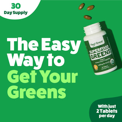 Superfood Greens by Feel Great Vitamin Co. - Organic Greens, Fruits and Veggies