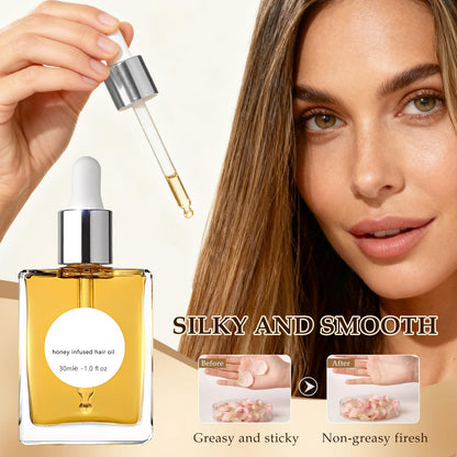 Honey Hair Oil for Dry Damaged Hair - Anti-Frizz Split Ends Treatment, Shine & Smoothness Repair Serum, Nourishing Leave-In Conditioning for Curly & Frizzy Hair, Adds Glossy Shine & Healthy Look