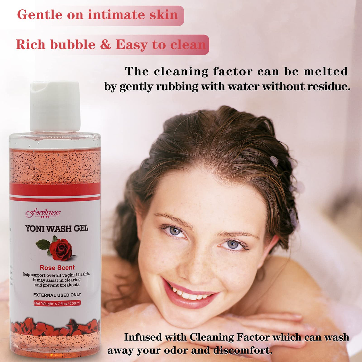 forvirness Feminine Wash with Cleaning Factor, Vaginal Wash - Clean, Remove Odor, pH Balance