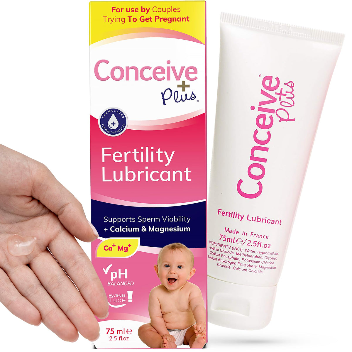 Conceive Plus Fertility Lubricant - Fertility Friendly Lube for Couples Trying to Conceive, 75ml / 2.5 fl oz