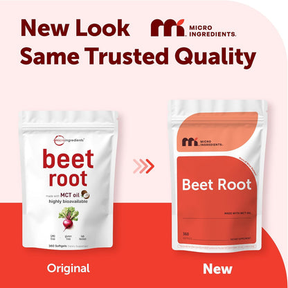 Micro Ingredients Beet Root Extract, 360 Softgels with MCT Oil - Natural Beet Root Source - Beetroot Supplements - Non-GMO