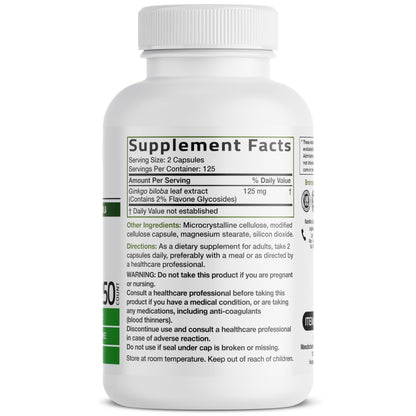 Bronson Ginkgo Biloba Extra Strength Brain & Memory Support 120 Capsules - Vegetarian, Non-GMO, Gluten Free, Soy Free, Memory, Cognitive & Brain Health Support