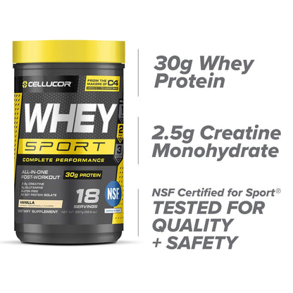 Cellucor Whey Sport Protein Powder Vanilla - Post Workout Recovery Drink with Whey Pro
