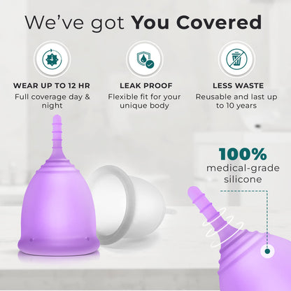 EcoBlossom Reusable Menstrual Cup Set - The Most Reliable Medical Grade Silicone Period Cups