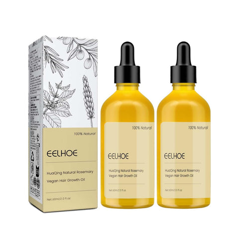 2 Pcs Natural Hair Growth Oil, EELHOE Organic Rosemary Oil for Dry Damaged and Thin Hair.