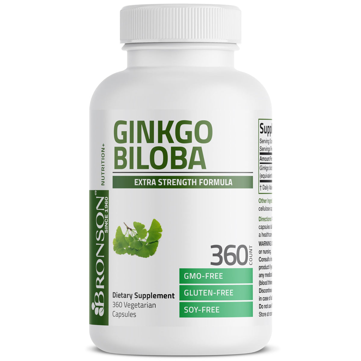 Bronson Ginkgo Biloba Extra Strength Brain & Memory Support 120 Capsules - Vegetarian, Non-GMO, Gluten Free, Soy Free, Memory, Cognitive & Brain Health Support