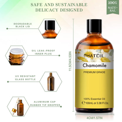 PHATOIL 100ML Chamomile Essential Oil - 3.38FL.OZ Essential Oils for Diffusers for Home
