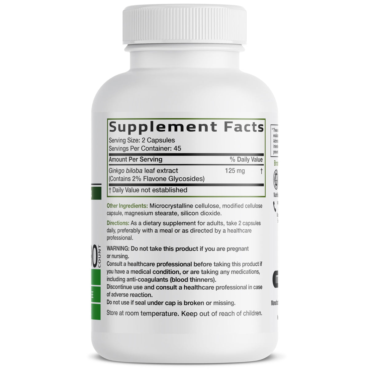 Bronson Ginkgo Biloba Extra Strength Brain & Memory Support 120 Capsules - Vegetarian, Non-GMO, Gluten Free, Soy Free, Memory, Cognitive & Brain Health Support
