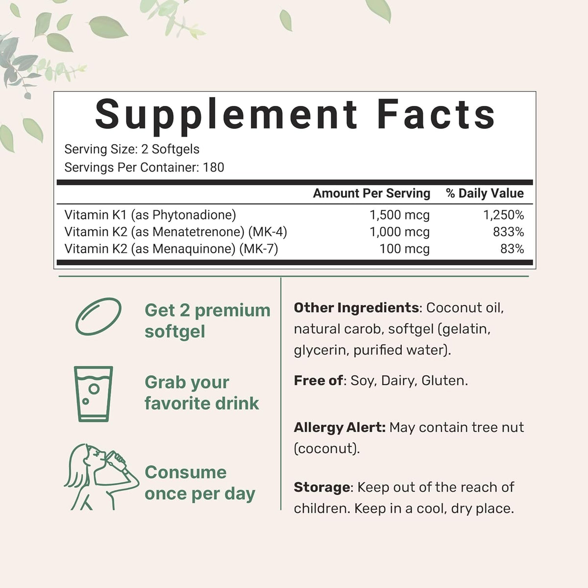 Micro Ingredients Super Vitamin K Complex (K2 MK7 + MK4 & K1) & Vitamin D3 5,000 IU Bundle Pack - Easily Absorbed K Vitamins, Active Menaquinone Complex - Vitamin D as Cholecalciferol