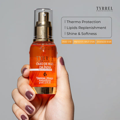 Fig Split End Repair Hair Oil 1.69 fl oz - Luxurious Fig Scent, High Cuticle Absorption, Protein Replacement, and Deep Nutrition - For Damaged Ends and Frizz Control - Tyrrel