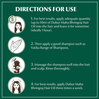 Dabur Maha Bhringraj Herbal Ayurvedic Hair Oil - Infused with Bhringraj Oil for Scalp Nourishment, Soft and Manageable Strands - Oils for Hair and Scalp Massage - 200ML (6.76 fl oz)